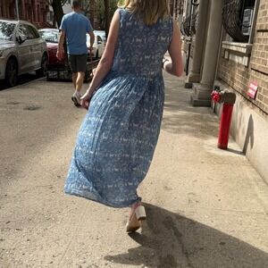 Emporio Sirenuse Maxi Dress Small Summer Blue Sleeveless Boho Flowy